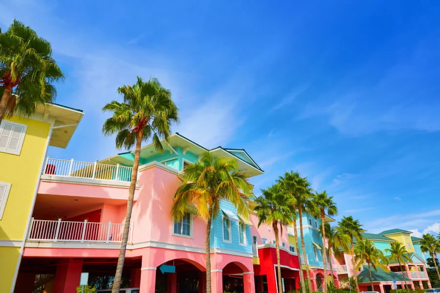 Colorful facades in Fort Myers, Florida