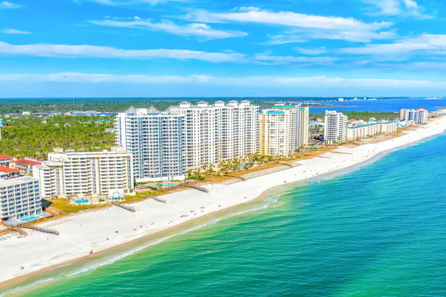 Aerial view of Perdido Key, Florida in Pensacola