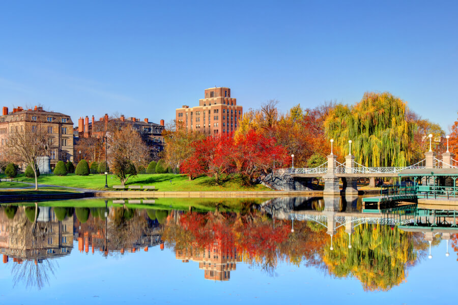 The Boston Public Garden in Boston, Massachusetts