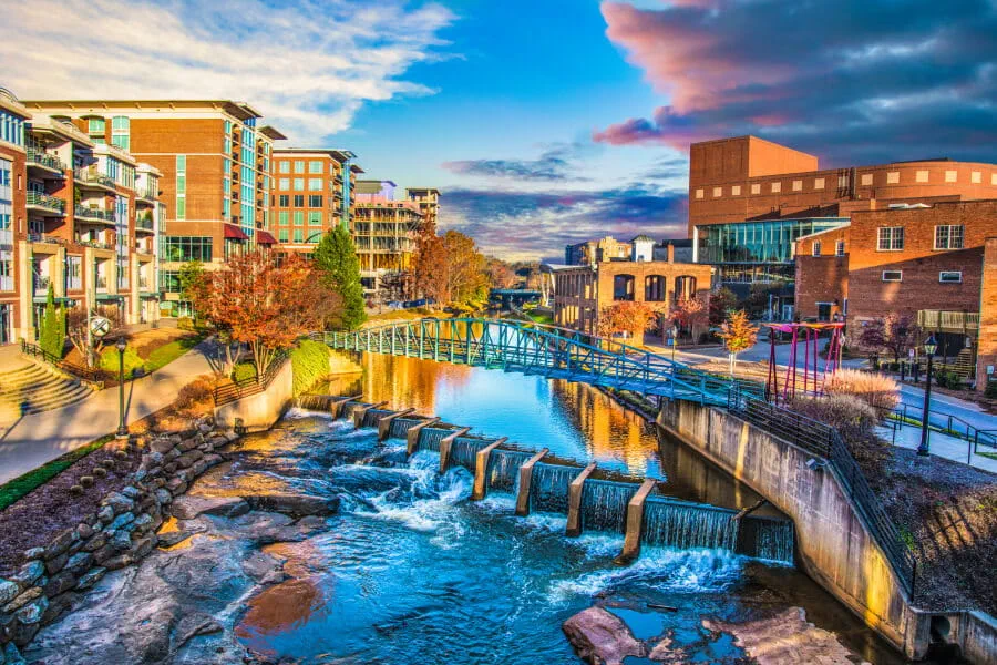 Reedy River and Greenville, South Carolina Skyline