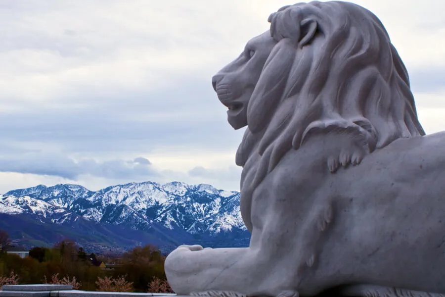 State Capital Lion Statue in Salt Lake City, Utah