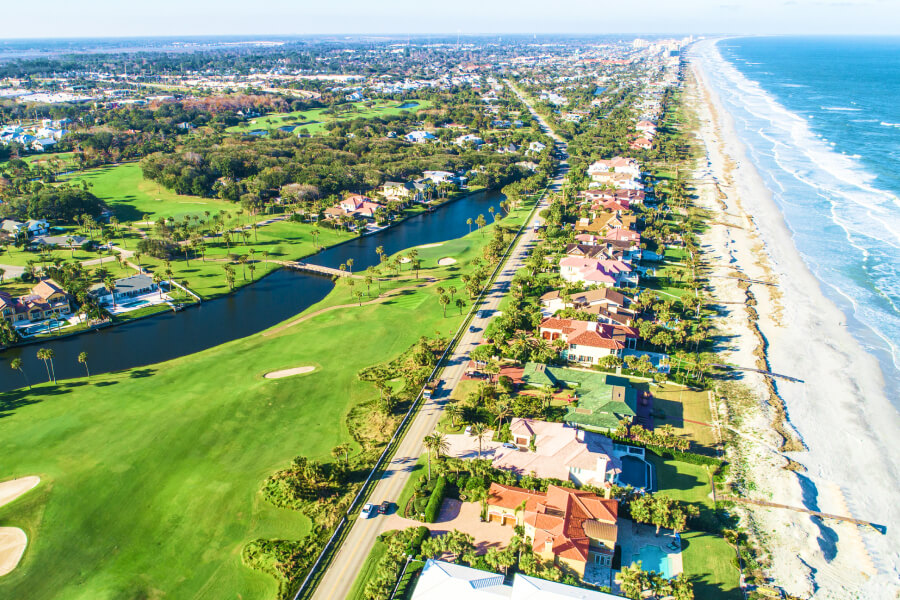 Aerial view of Ponte Vedra Beach in Jacksonville, Florida