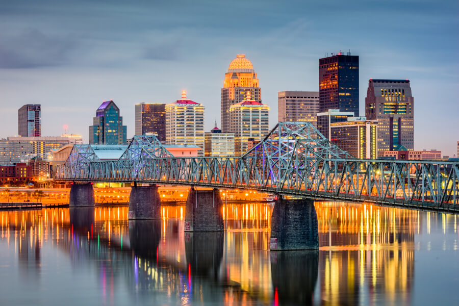 Skyline on the river in Louisville, Kentucky